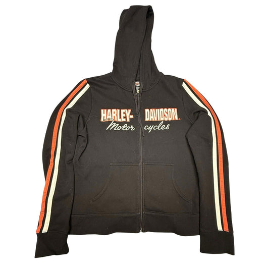 Harley-Davidson women's Zip-Up Hoodie Size L Black Motorcycles Logo sweater
