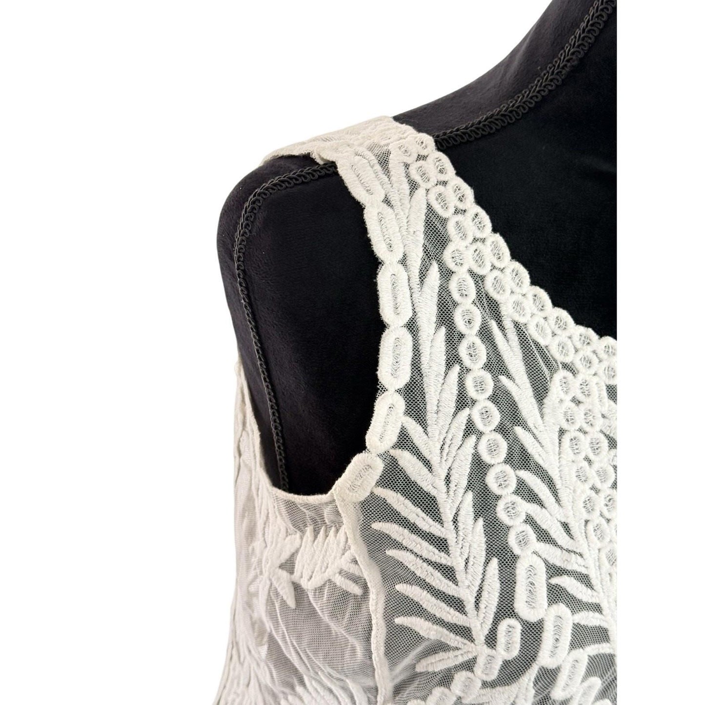 Laundry by Shelli Segal Women's Lace Y2K Boho Festival Sheer Tank Top