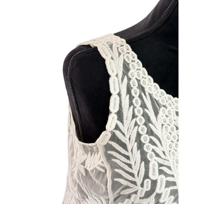 Laundry by Shelli Segal Women's Lace Y2K Boho Festival Sheer Tank Top