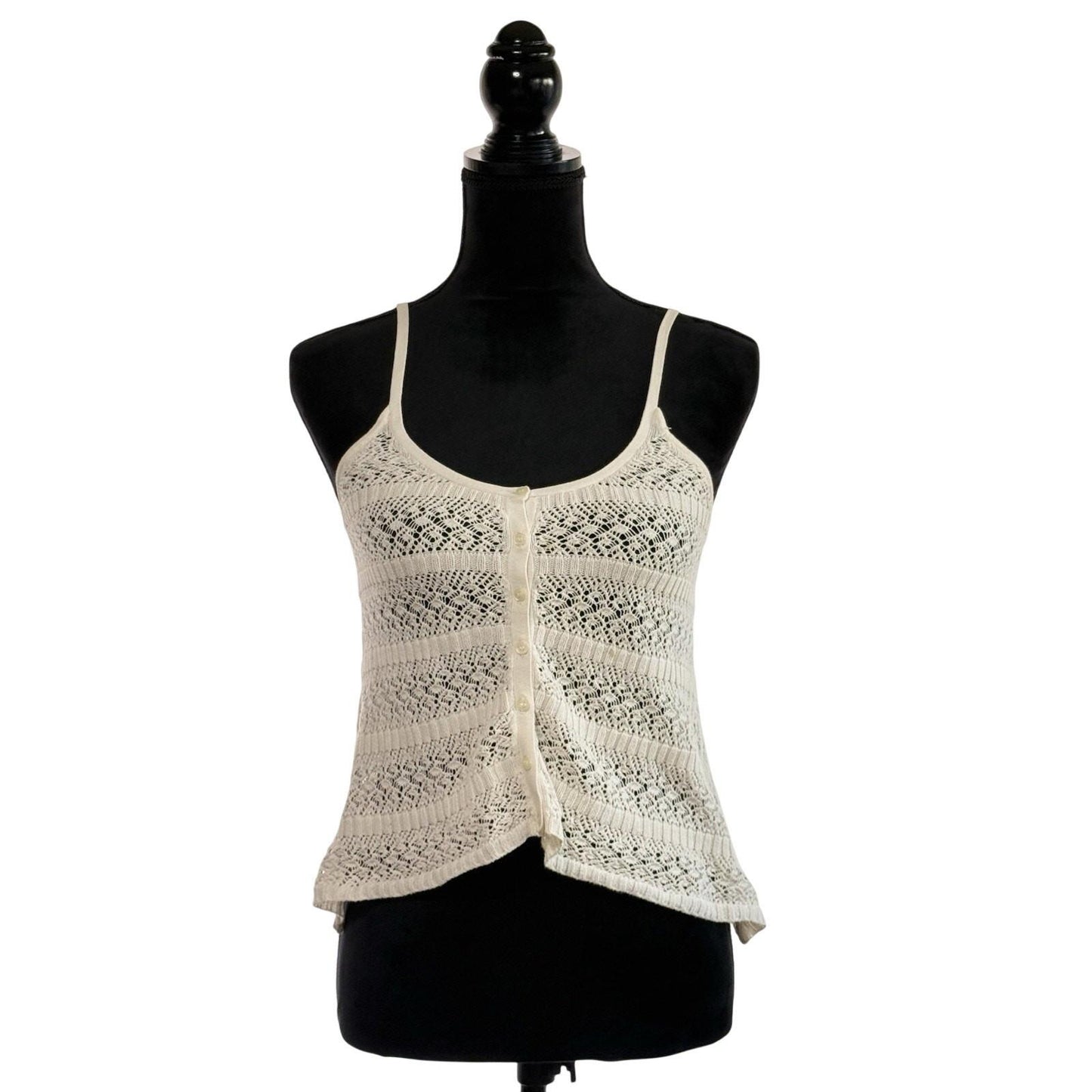VTG Guess Womens Sz S crochet tank top open knit Y2K Bohemian Coastal Cowgirl