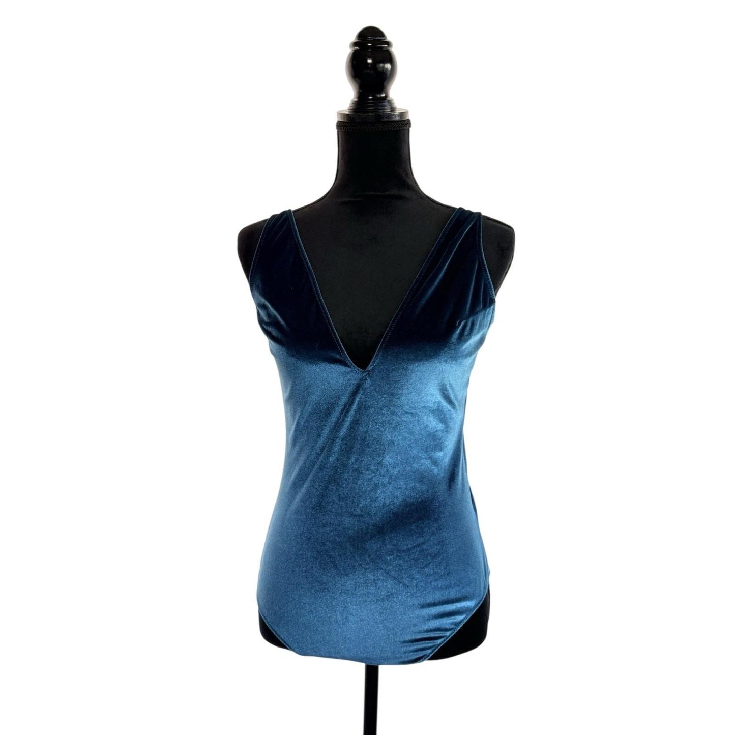 Gilligan & O'Malley Teal Velour Bodysuit Size Medium Women's Spaghetti Strap NWT