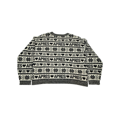Calligraphe Après Ski Sweater Womens L BlackWhite Fair Isle Knit Winter Pullover