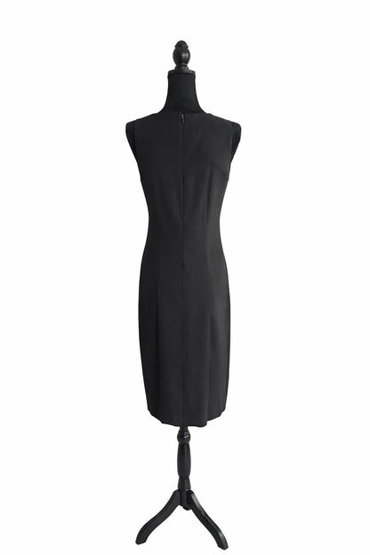 AB Studio Black Sleeveless Sheath Dress Women’s Size 10 Classic Midi Dress