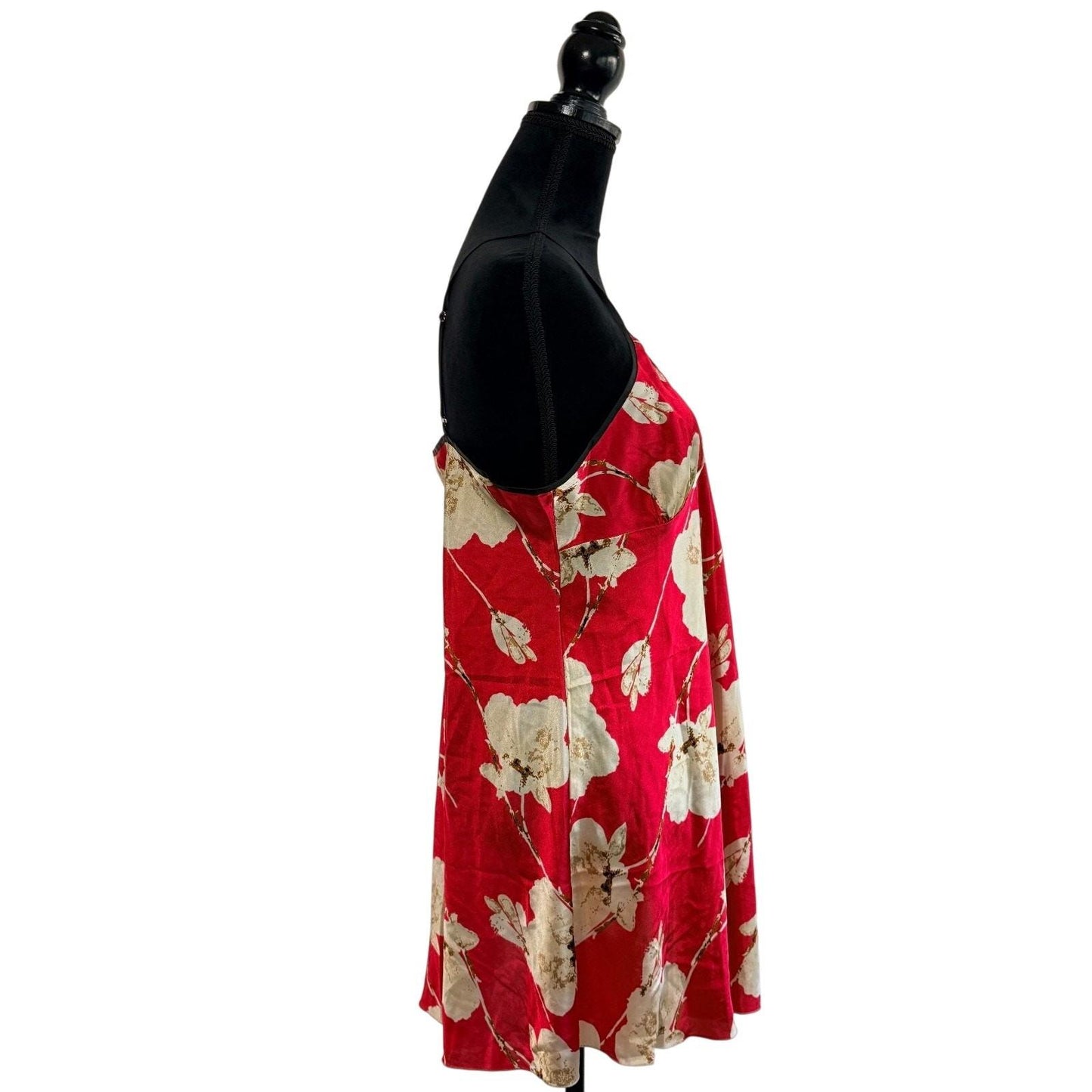Vintage Red Y2K Victoria Secret satin flower slip / spaghetti strap dress women