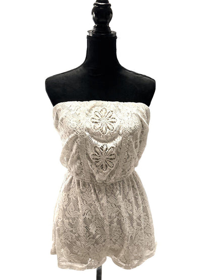Trixxi White Lace Strapless Mini Dress Bridal Shower Wedding Reception Party M