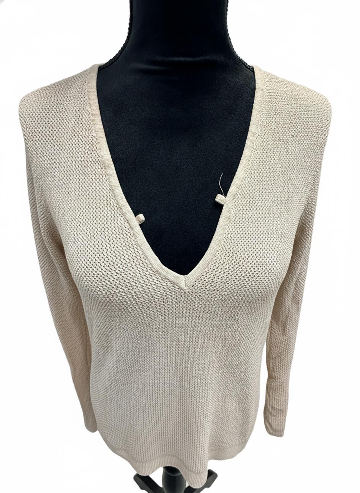 House of Harlow 1960 Tan Knit V-Neck Sweater Boho Revolve Neutral Minimalist Med