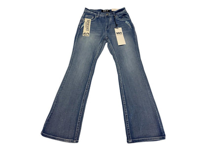 SKY Premium Bootcut Jeans Womens 9 Embroidered Winged Heart Pockets Super Soft