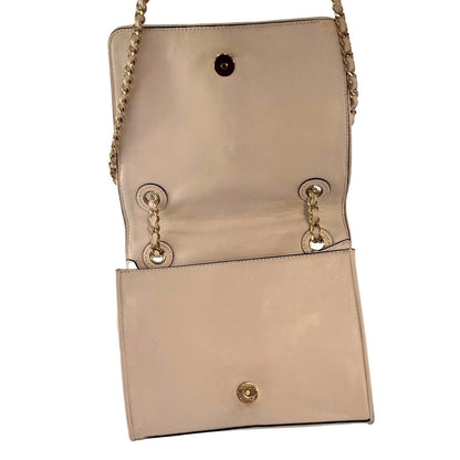 Tory Burch Quilted Leather Chain Shoulder Bag Ivory Cream Crossbody Purse Gold