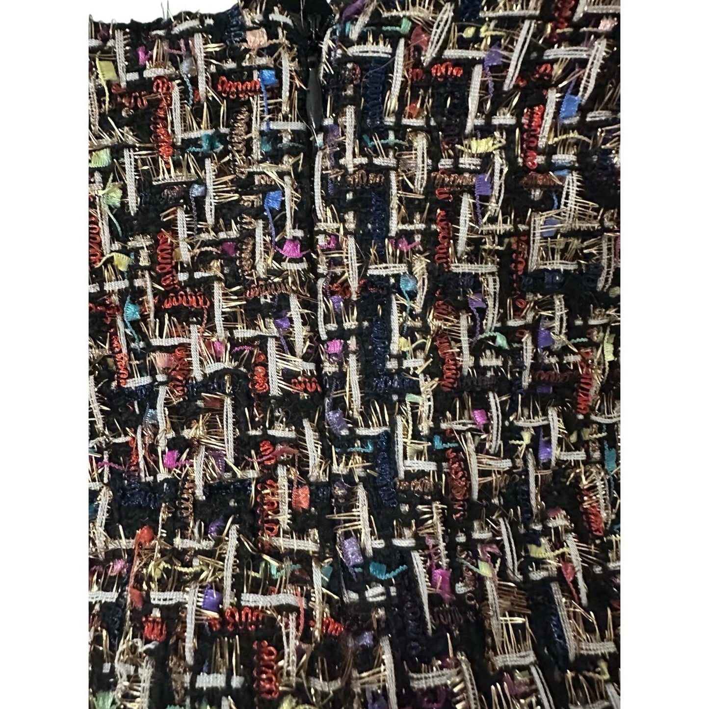 Plaid Double Breasted Tweed Straight Mini Skirt Black White Women Size Medium