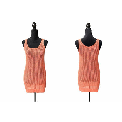 Miracle City Women’s Coral Open Knit Dress Size M/L Sleeveless Beach Cover Up