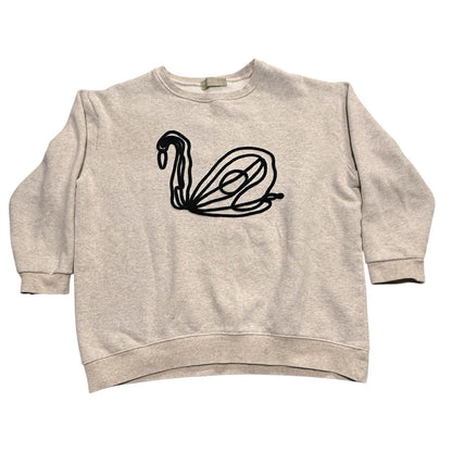 Molly Women’s Gray Crewneck Sweatshirt Swan Applique Long Sleeve Casual Size M