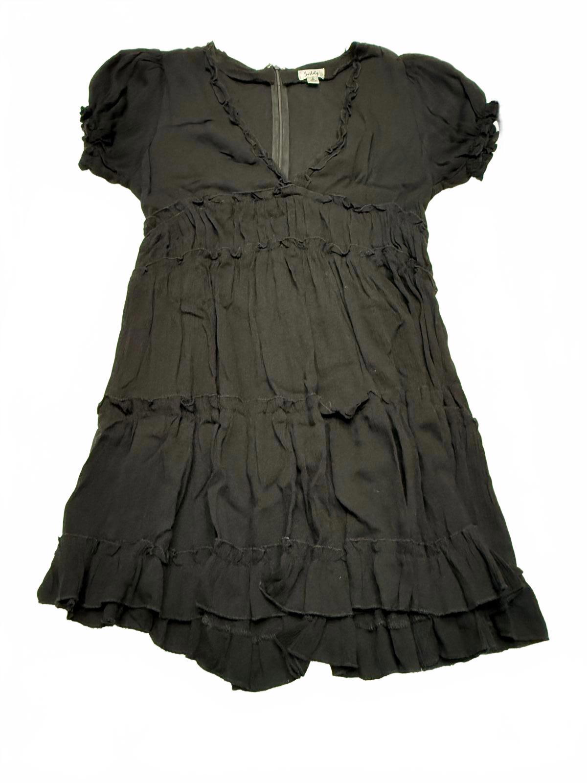 Justify Black Short Sleeve Dress with Ruffle Detail