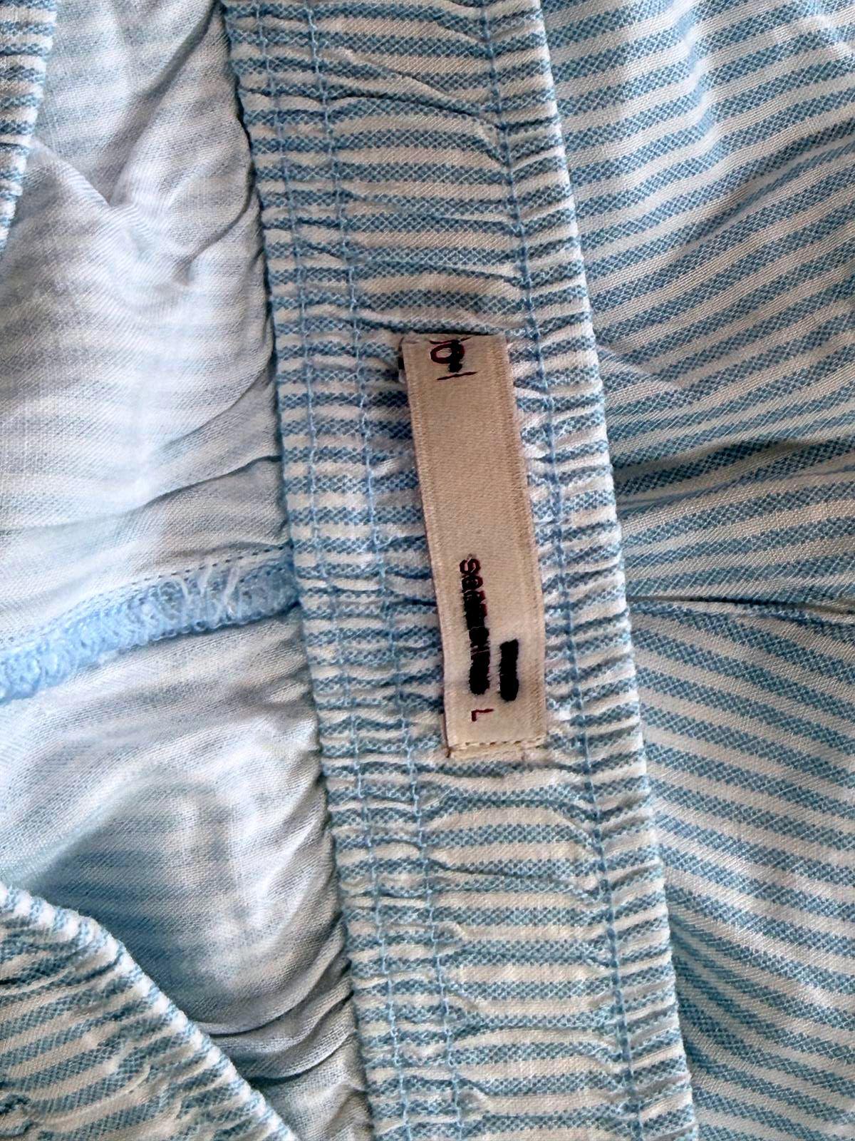 H&M LOGG Blue White Striped Linen Blend Drawstring Shorts Coastal Nautical M