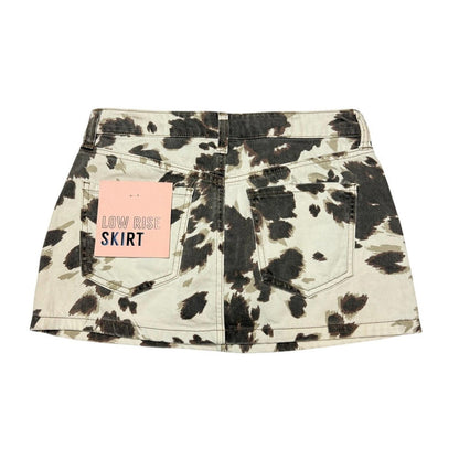 Celebrity Pink Cow Print Denim Mini Skirt LowRise Y2K Western Westerncore Size 3
