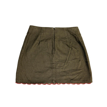 Blue Rain Womens XS Olive Green Embroidered Mini Skirt Boho Floral Folk Women’s