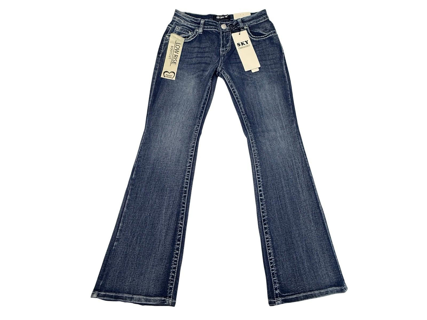 SKY Low Rise Bootcut Jeans Womens Size 9/29 Rhinestone Heart Wings NWT Denim
