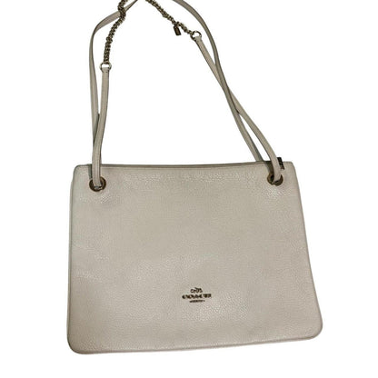 Coach White Leather Shoulder Bag with Chain Strap