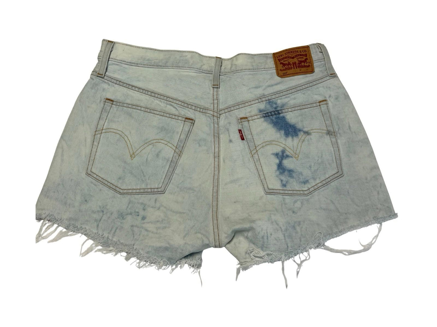 Levi’s 501 Original Women’s Denim Shorts W32 Tie Dye Frayed Hem High Waist Y2K