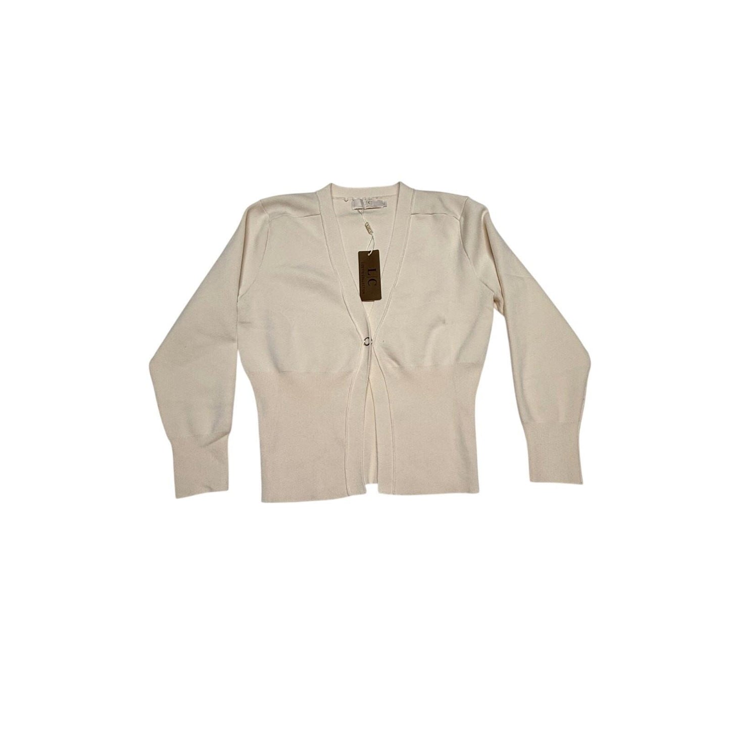 LC Lizette Collection Beige Knit Cardigan Sweater Womens Medium New With Tags