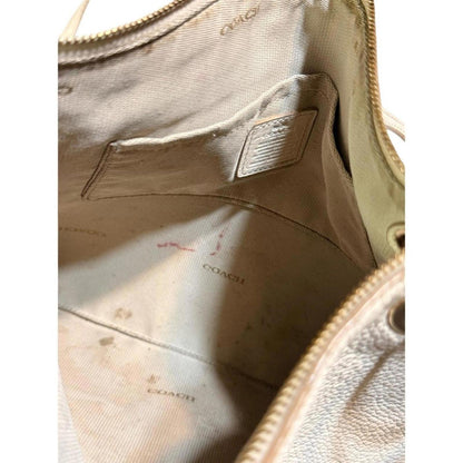 Coach White Leather Shoulder Bag with Chain Strap