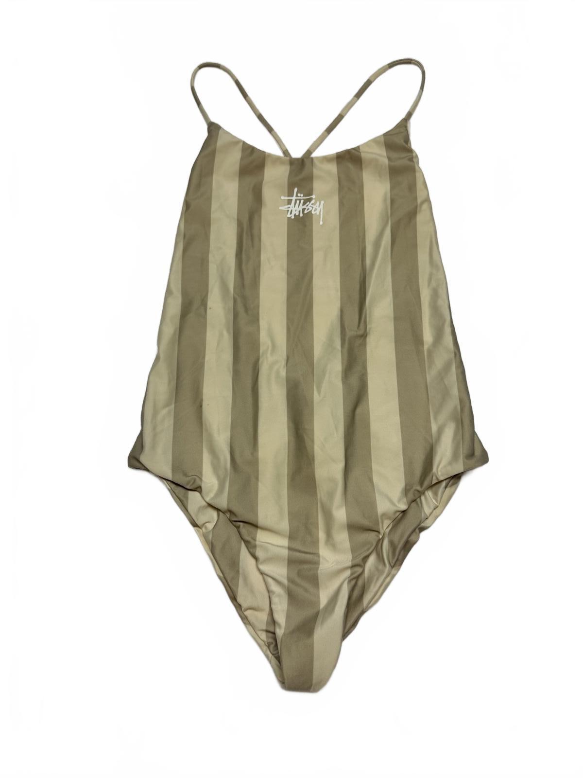 Stussy Striped One-Piece Swimsuit with Cross Back Straps size S