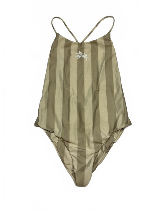 Stussy Striped One-Piece Swimsuit with Cross Back Straps size S