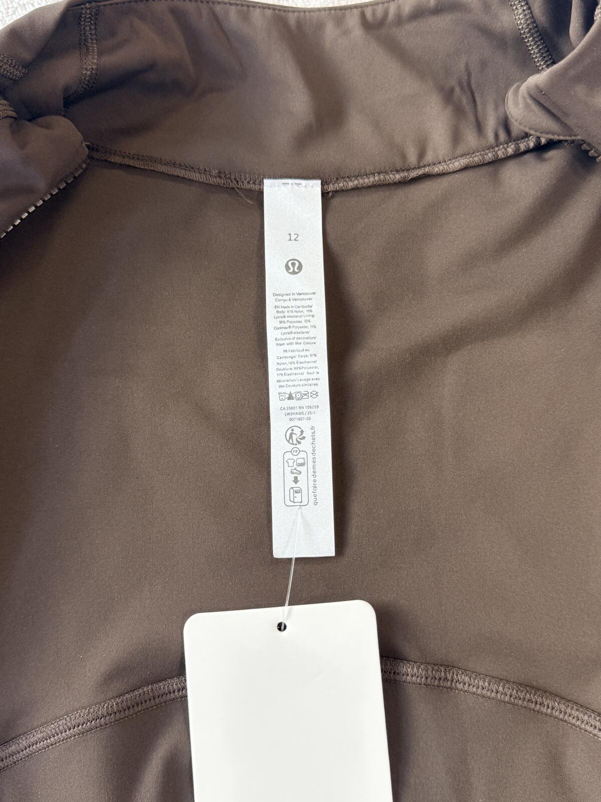 Lululemon Brown Matching Activewear Set Zip Jacket and High-Waist Leggings Size