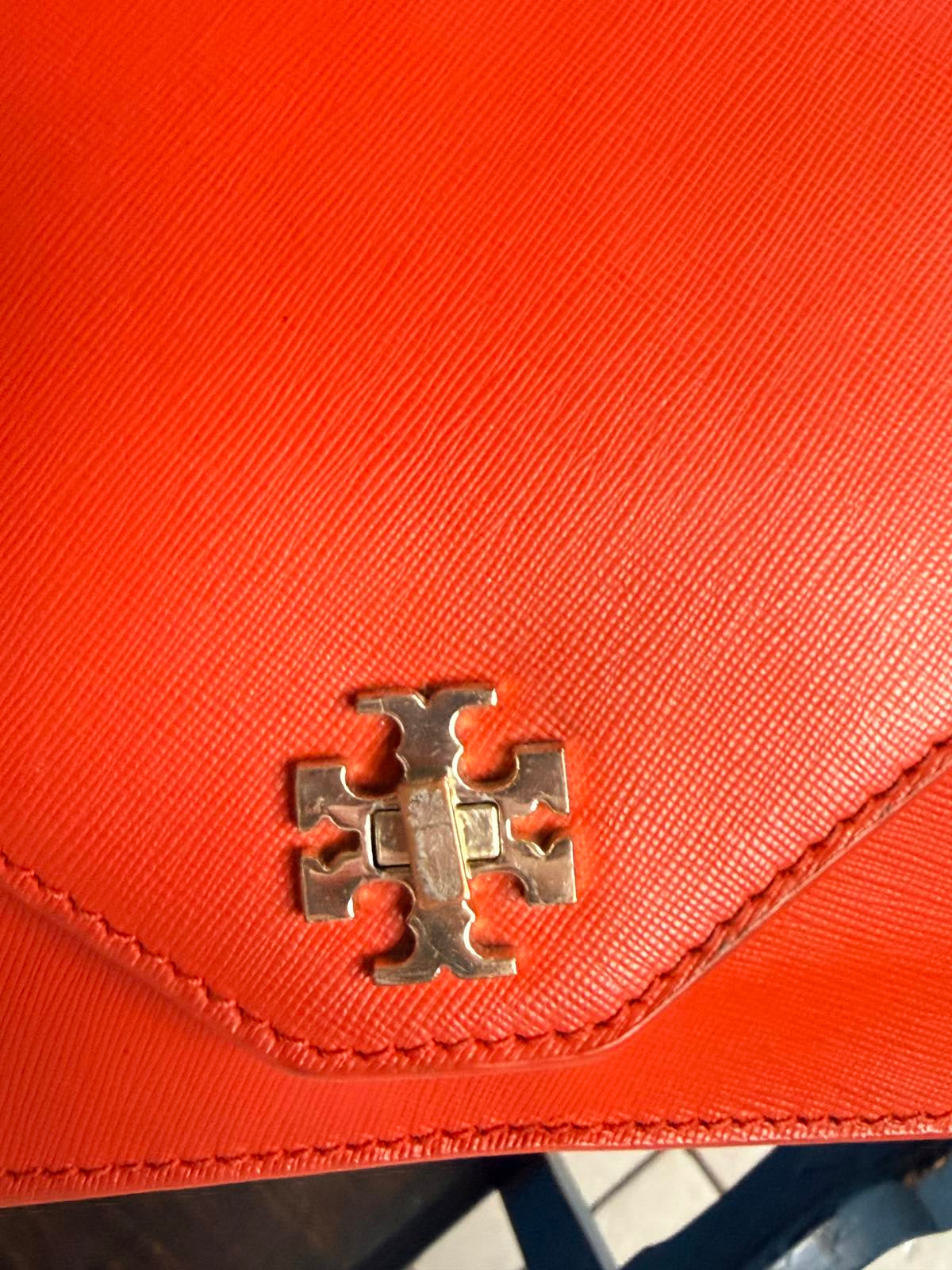 Tory Burch Red Leather Crossbody Bag with Gold Chain Strap