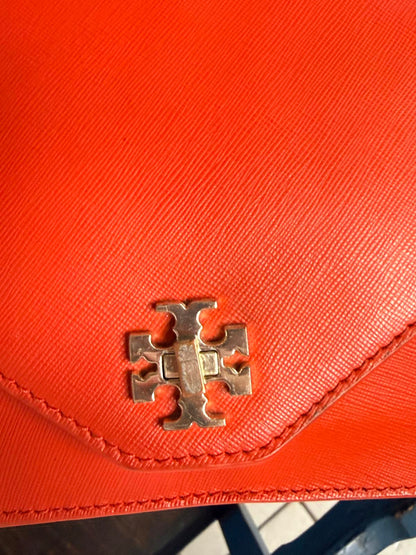 Tory Burch Red Leather Crossbody Bag with Gold Chain Strap