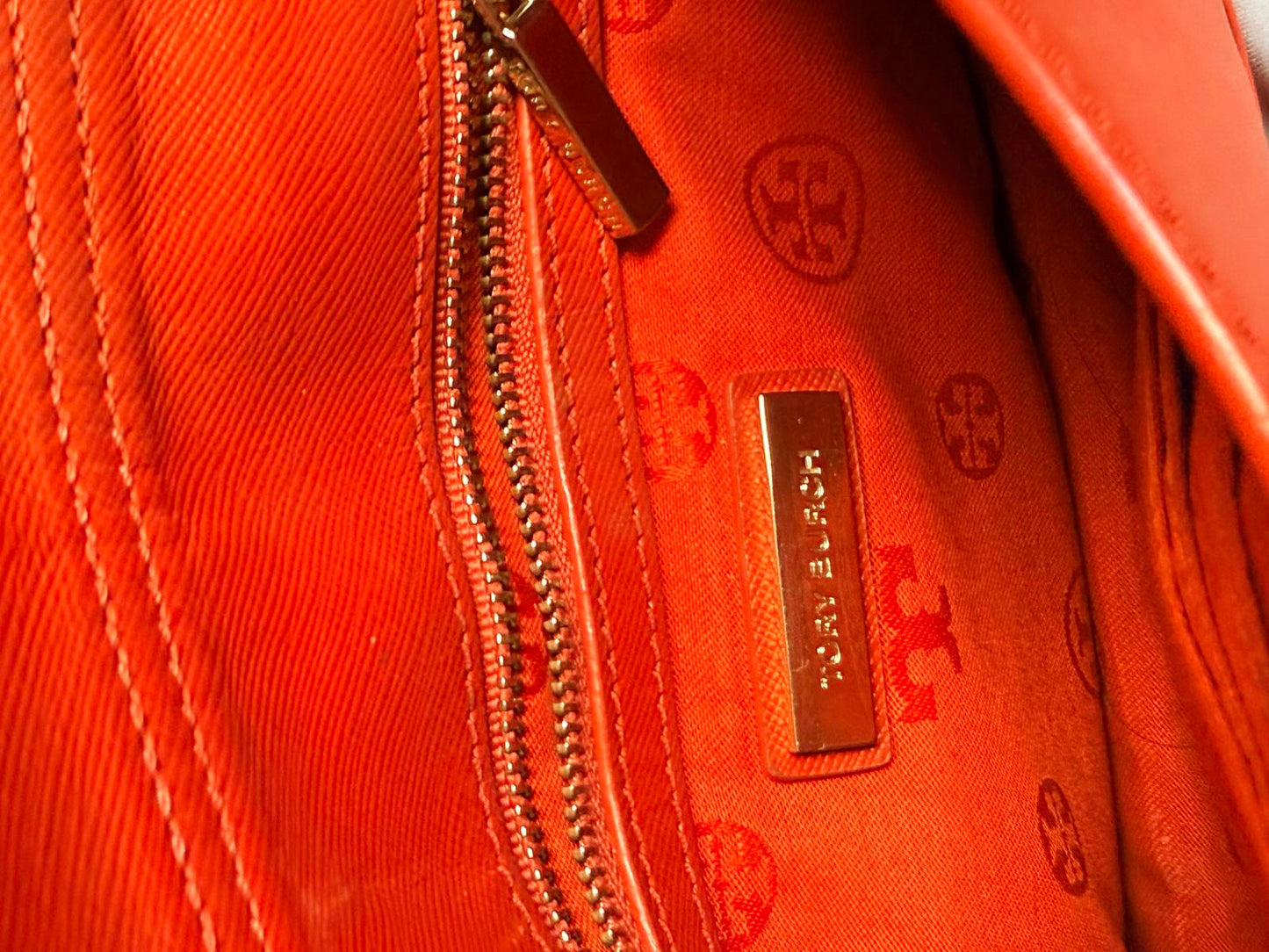 Tory Burch Red Leather Crossbody Bag with Gold Chain Strap