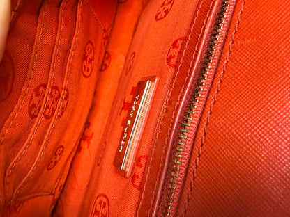 Tory Burch Red Leather Crossbody Bag with Gold Chain Strap