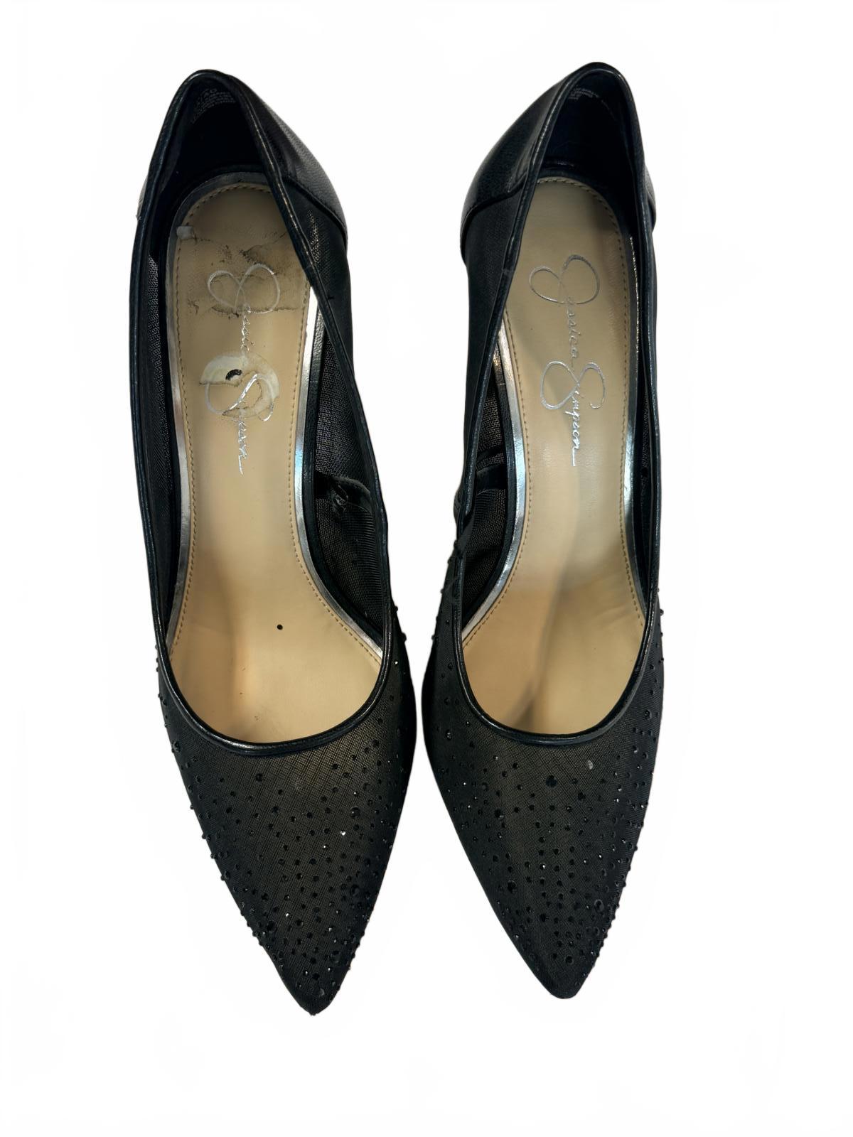 Jessica Simpson Black Pointed Toe Rhinestone Stiletto Heels