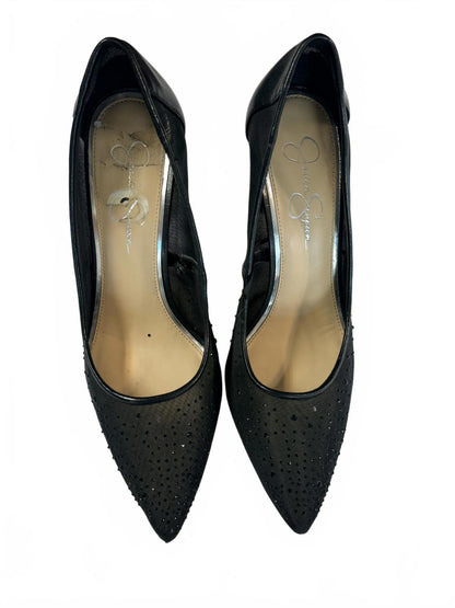 Jessica Simpson Black Pointed Toe Rhinestone Stiletto Heels