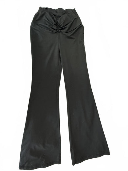 Black Flared legging with Ruched Waist Detail