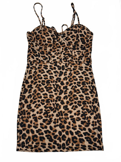 Justify Leopard Print Bodycon Mini Dress with Spaghetti Straps