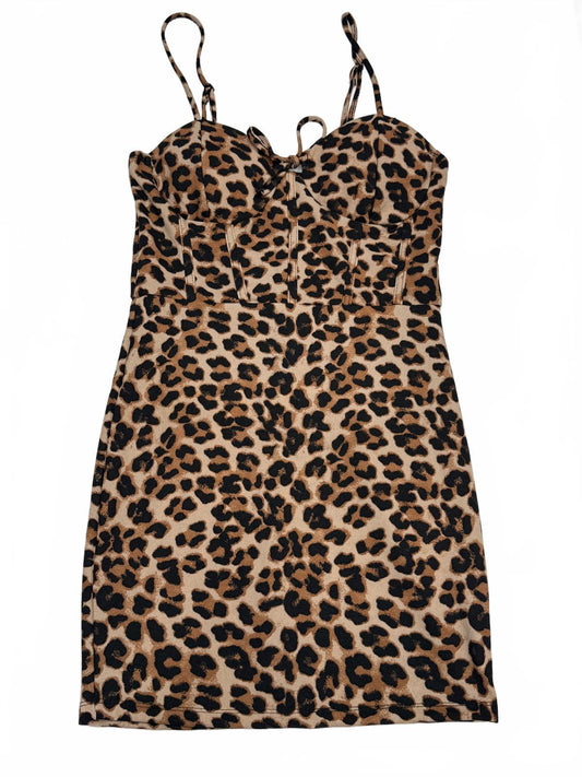 Justify Leopard Print Bodycon Mini Dress with Spaghetti Straps