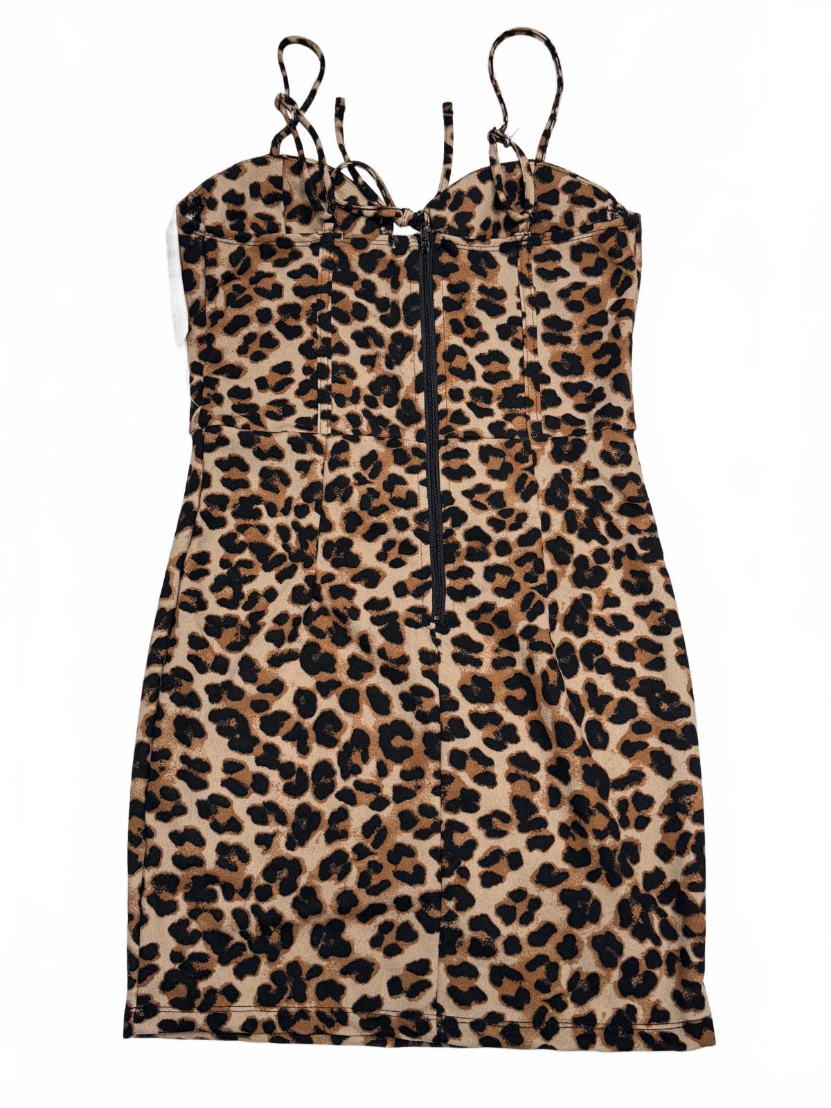 Justify Leopard Print Bodycon Mini Dress with Spaghetti Straps
