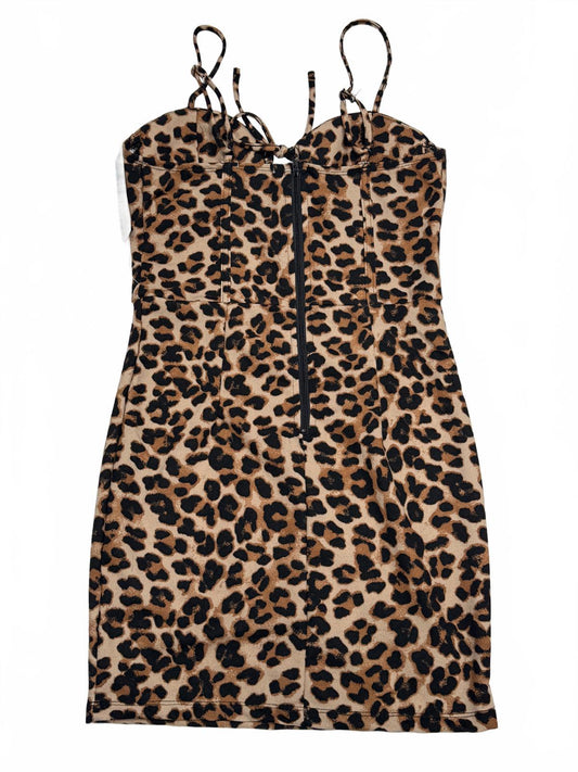Justify Leopard Print Bodycon Mini Dress with Spaghetti Straps