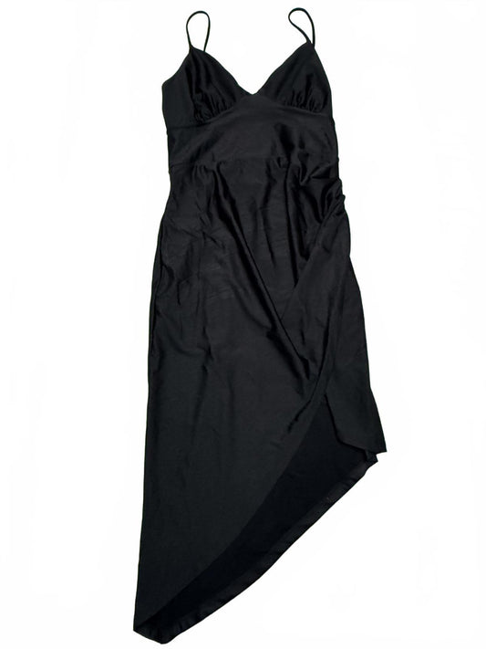 E.L.H. Studio Black Asymmetrical Slip Dress Size Large
