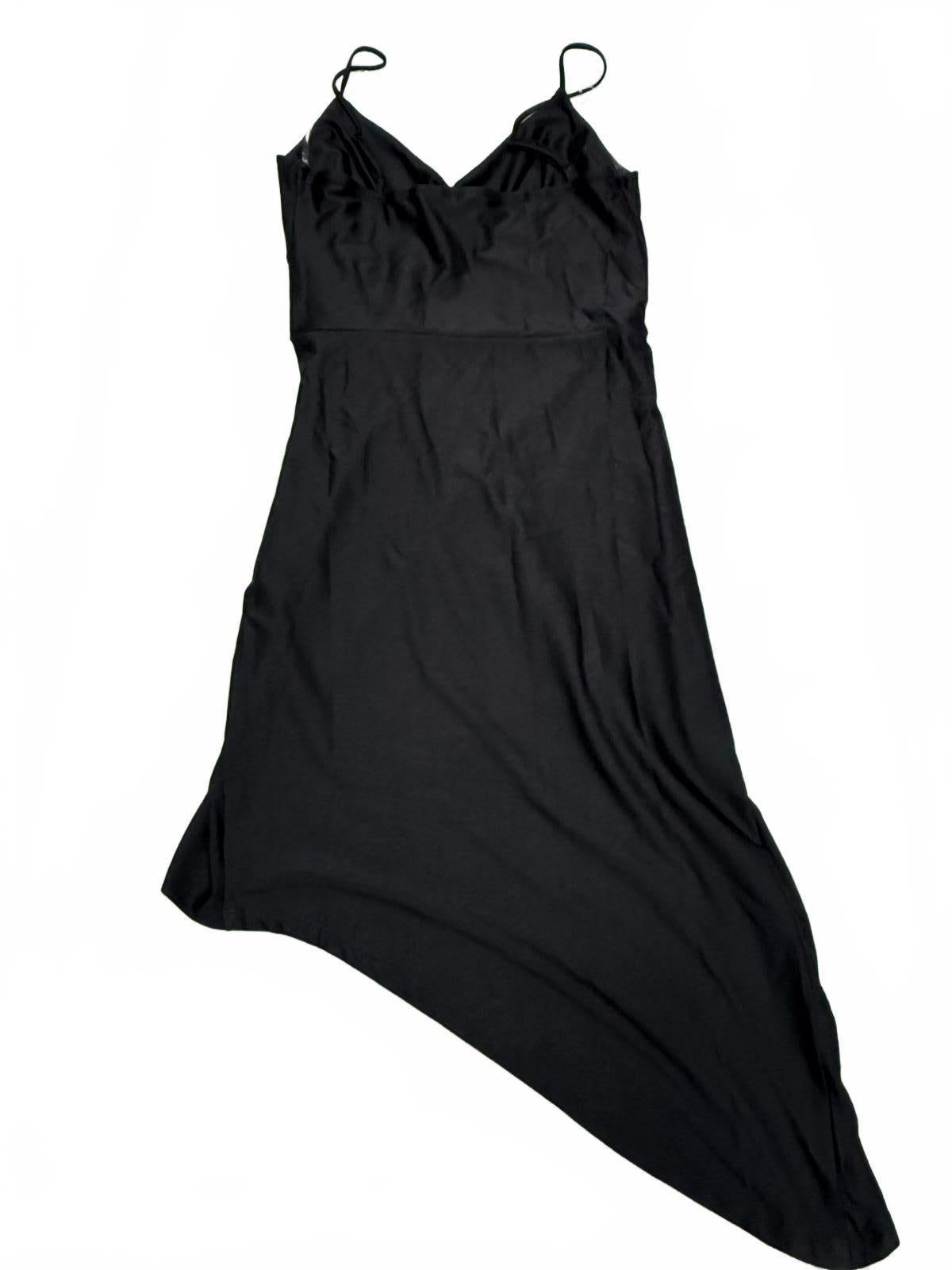E.L.H. Studio Black Asymmetrical Slip Dress Size Large