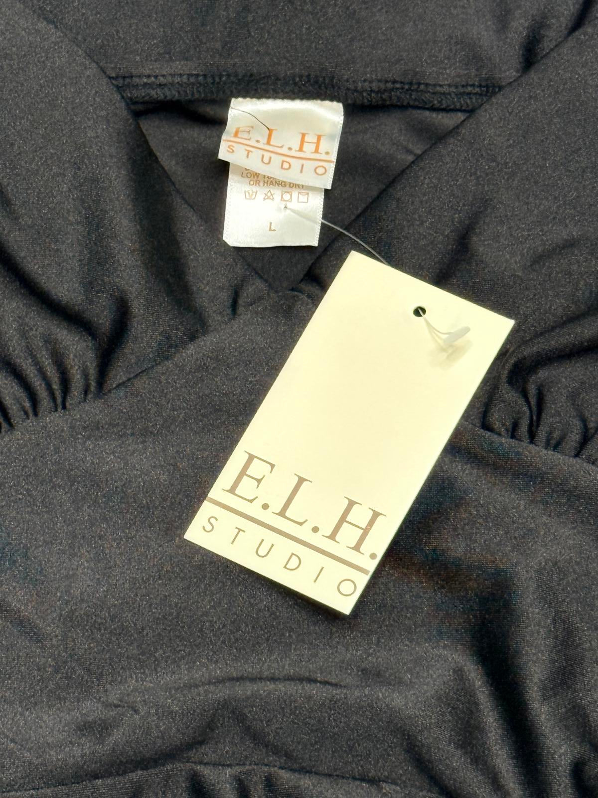 E.L.H. Studio Black Asymmetrical Slip Dress Size Large