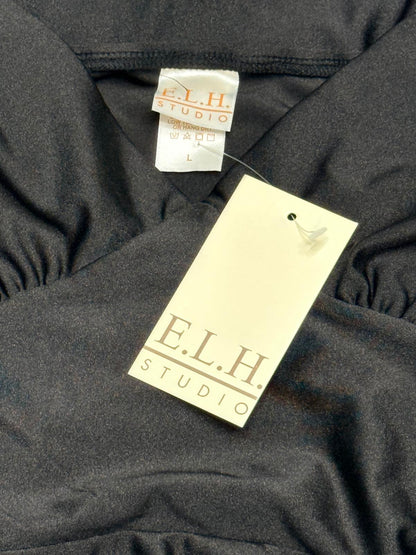 E.L.H. Studio Black Asymmetrical Slip Dress Size Large