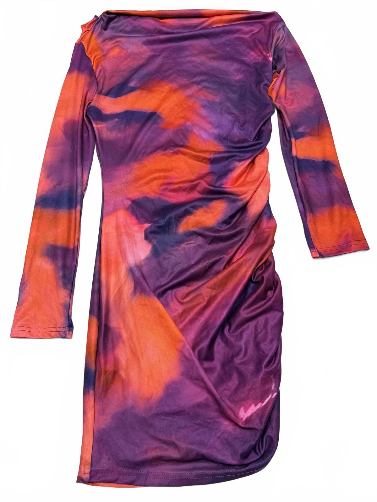 SHEIN Long Sleeve Tie-Dye Bodycon Dress Size L