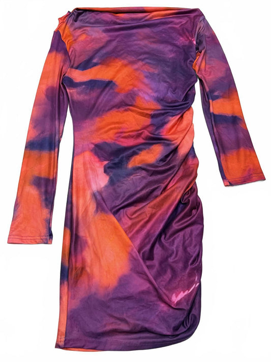 SHEIN Long Sleeve Tie-Dye Bodycon Dress Size L