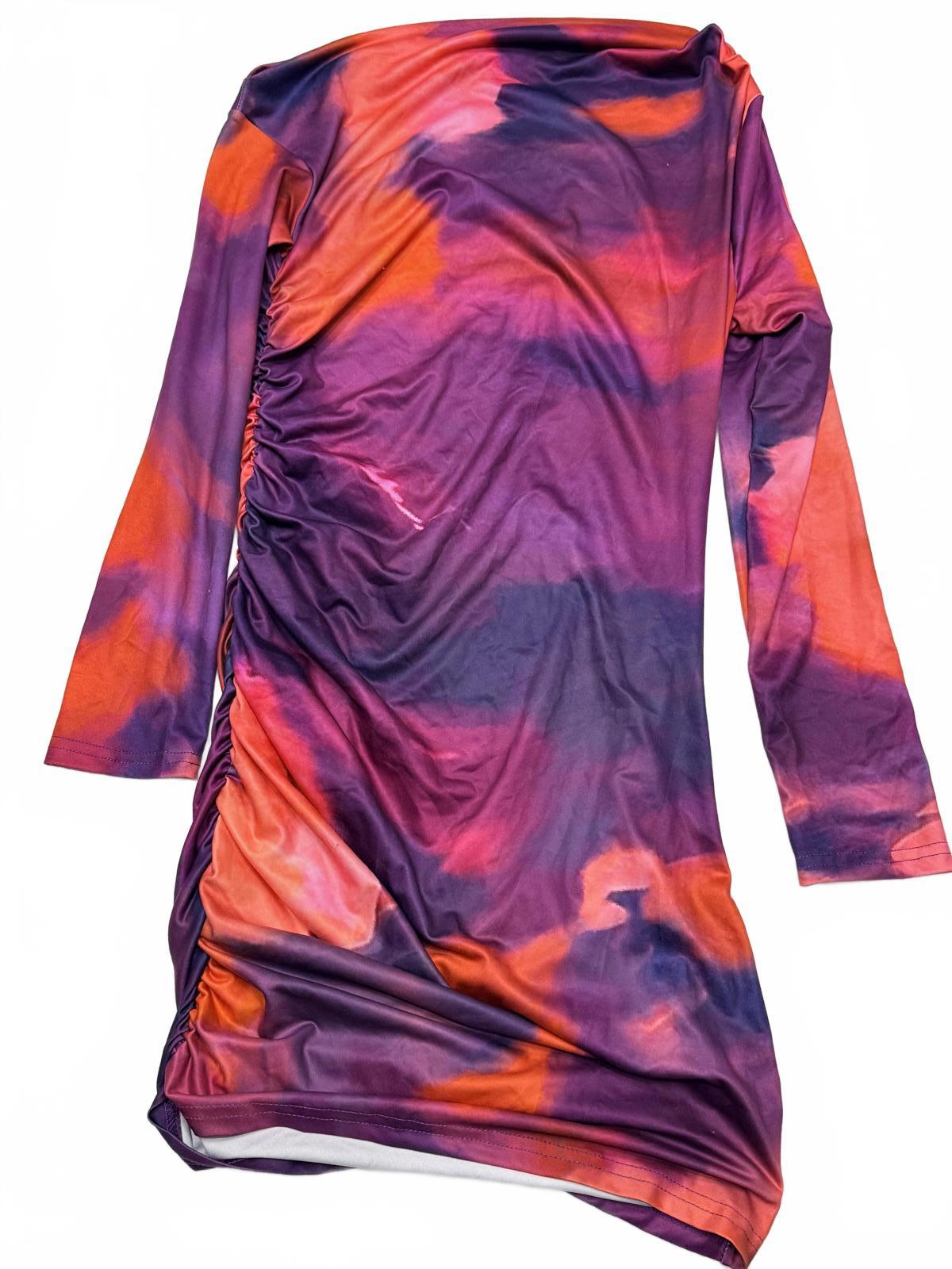 SHEIN Long Sleeve Tie-Dye Bodycon Dress Size L