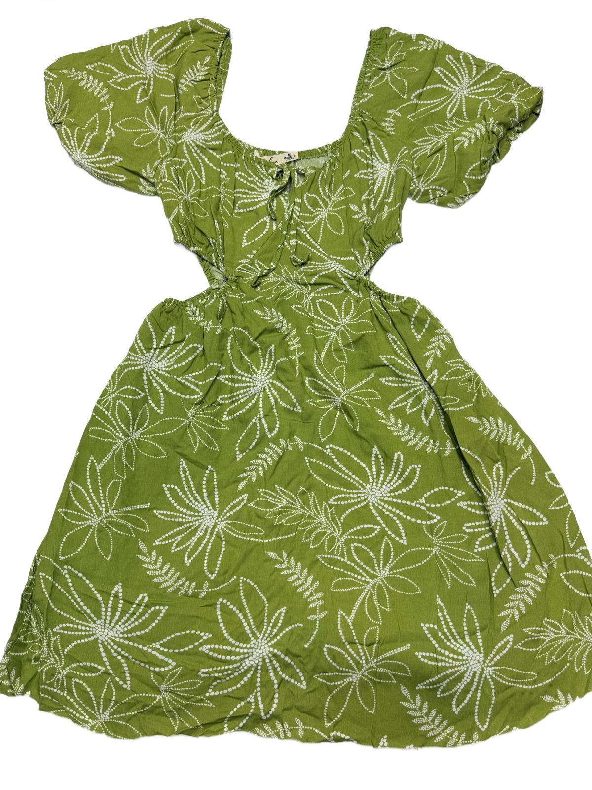 Liberty Love Green Floral Puff Sleeve Dress Medium