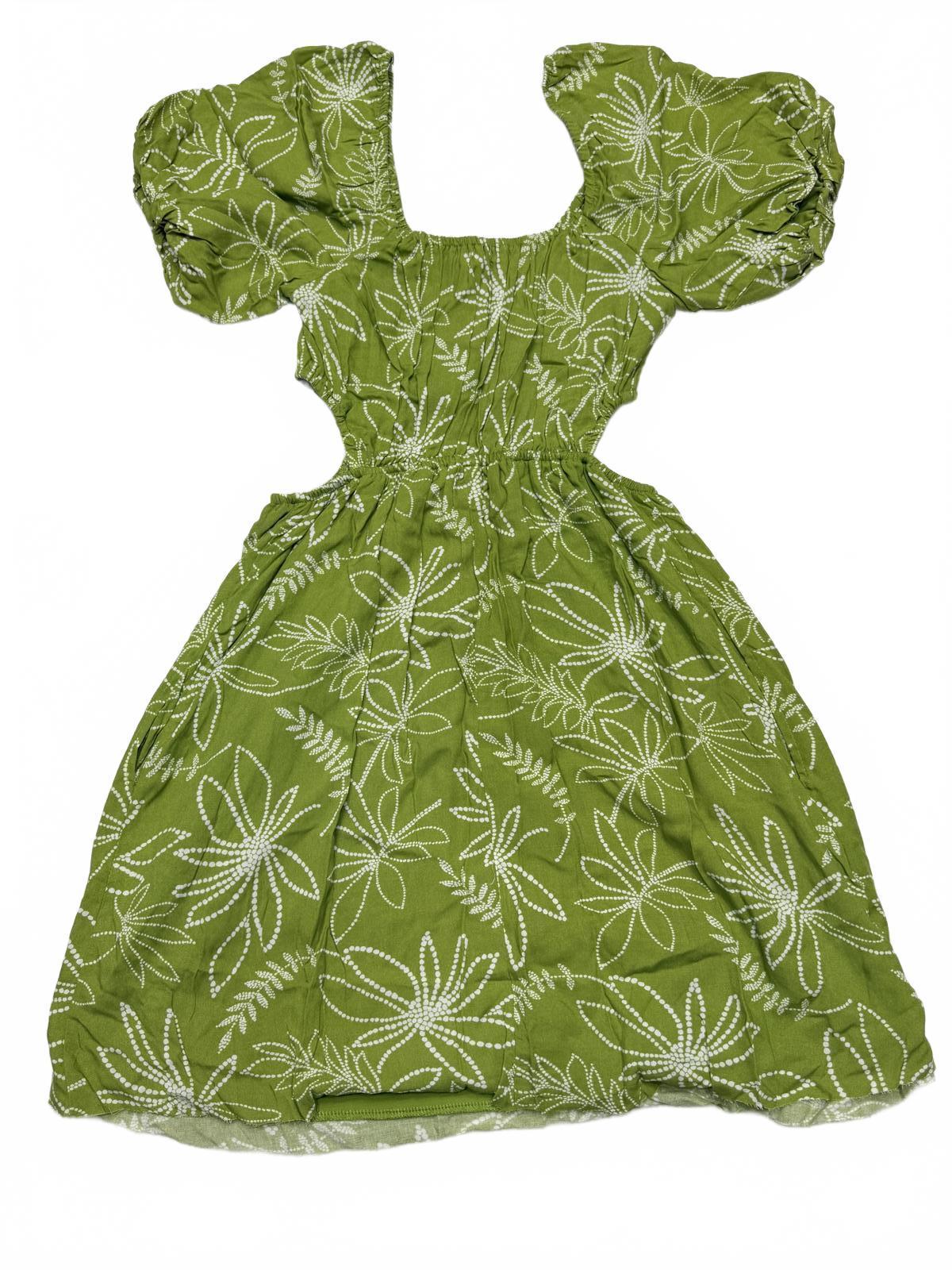 Liberty Love Green Floral Puff Sleeve Dress Medium