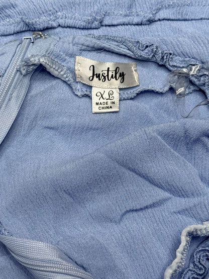 JustLily XL Light Blue Ruffle Tiered Dress