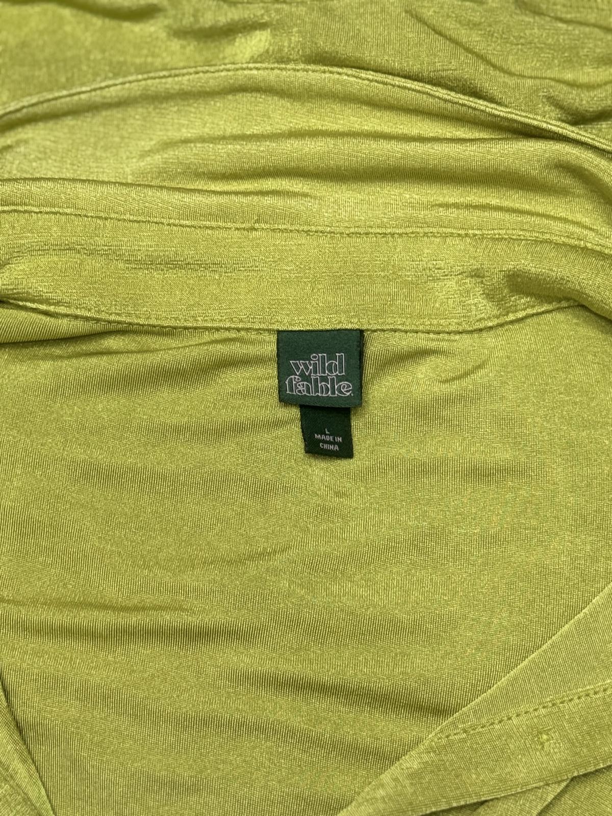 Wild Fable Lime Green Ruched Button Front Mini Dress Collared Y2K Size Large