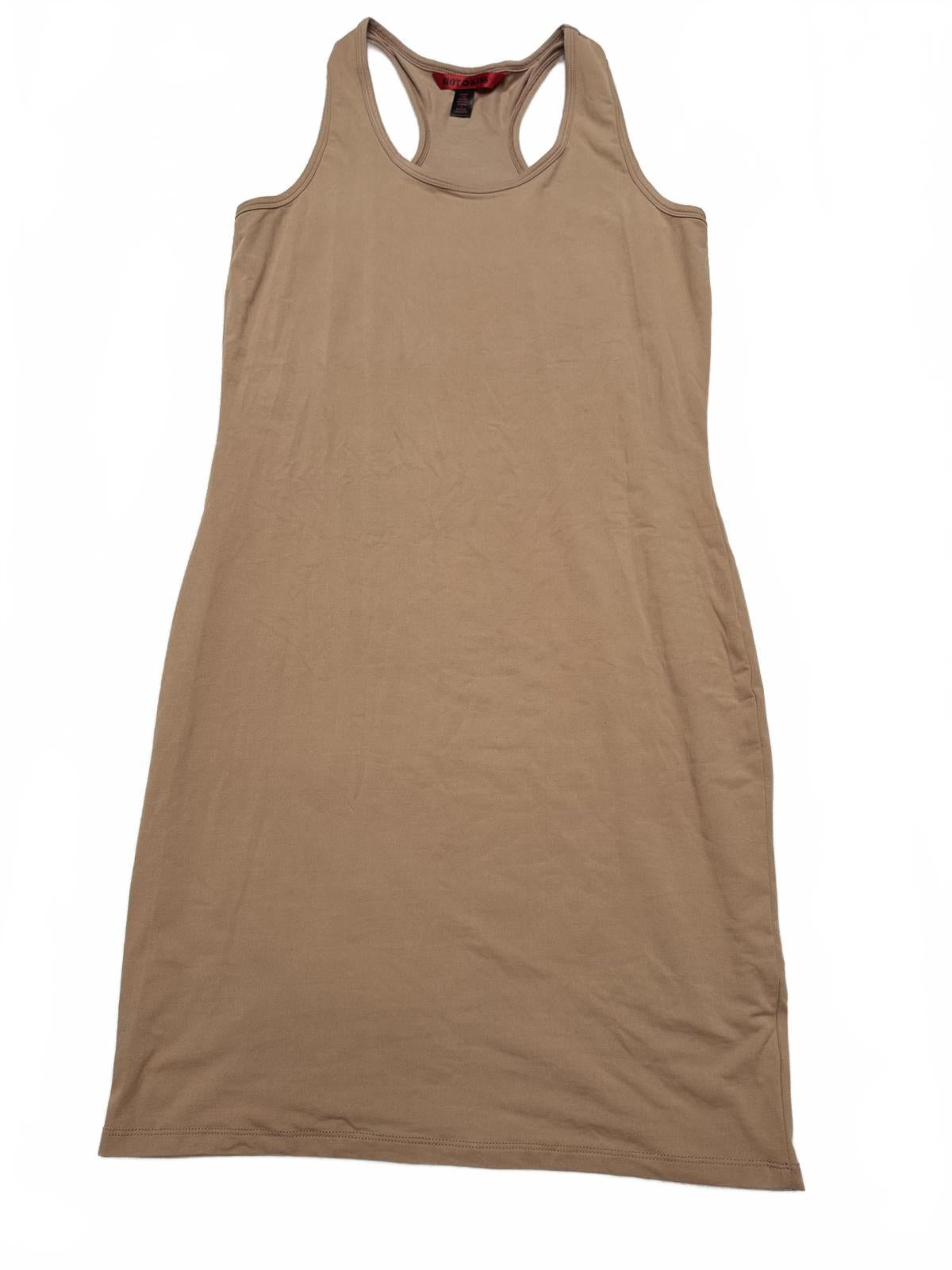 Hot Kiss Tan Bodycon Racerback Mini Dress XL Nude Camel Neutral Y2K Stretchy